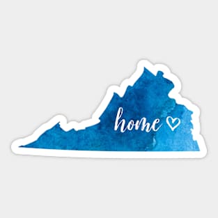 Virginia State "Home" Watercolor Blue Sticker